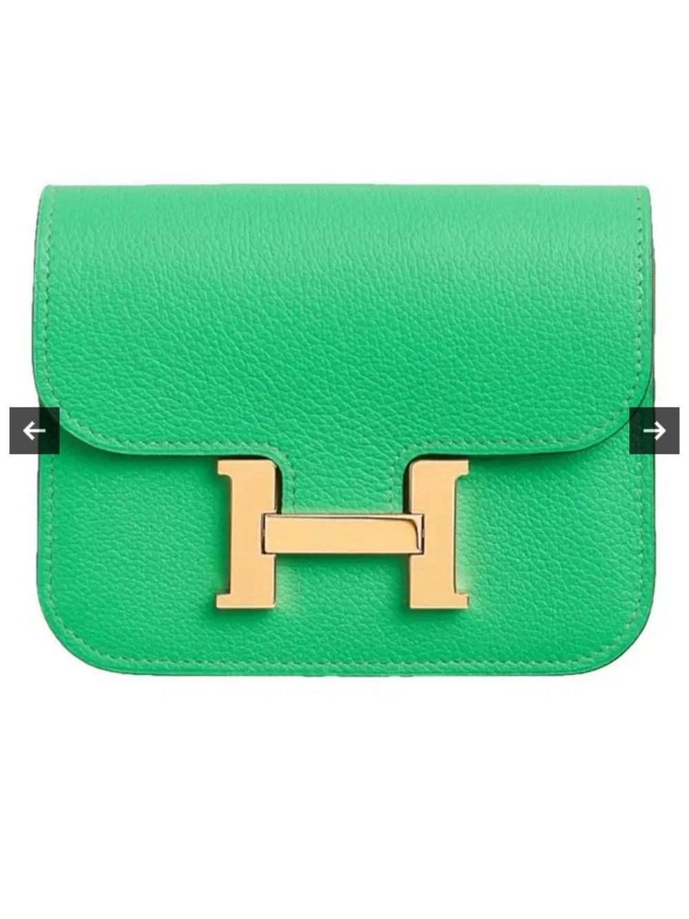HERMES Vert Comics Green Constance Slim Mini Wallet with Gold H Closure - NEW